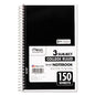 Mead Spiral Notebook, 3 Subject, College Rule, Assorted Covers, 9.5 x 5.5, 150 Sheets