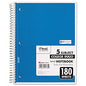Mead Spiral Notebook, 5-Subject, Medium/College Rule, Randomly Assorted Cover Color, (180) 10.5 x 8 Sheets (05682)