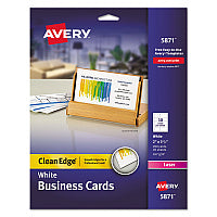 Avery Clean Edge Business Cards, Laser, 2 x 3.5, White, 200 Cards, 10 Cards/Sheet, 20 Sheets/Pack (5871)