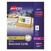 Avery Clean Edge Business Cards, Laser, 2 x 3.5, White, 400 Cards, 10 Cards/Sheet, 40 Sheets/Box (5877)