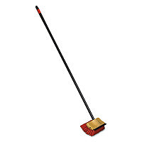 O-Cedar Bi-Level Floor Scrub Brush, Red Polypropylene Bristles, 10" Brush, 54" Black Metal Handle (6615EA)