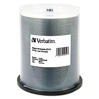 Verbatim CD-R Printable Recordable Disc, 700 MB, 52x, Spindle, White, 100/Pack (95252)