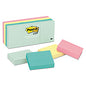 Post-it Original Pads in Beachside Cafe Collection Colors, 1.38" x 1.88", 100 Sheets/Pad, 12 Pads/Pack (653AST)
