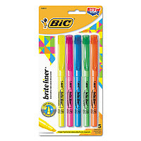BIC Brite Liner Highlighter, Assorted Ink Colors, Chisel Tip, Assorted Barrel Colors, 5/Set (BLP51WASST)