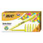 BIC Brite Liner Highlighter, Fluorescent Yellow Ink, Chisel Tip, Yellow/Black Barrel, Dozen (BL11YW)