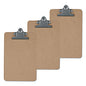Universal Hardboard Clipboard, 1.25" Clip Capacity, Holds 8.5 x 14 Sheets, Brown, 3/Pack (UNV40305VP)