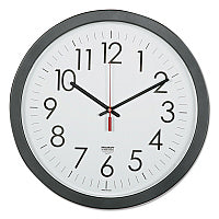 AbilityOne 6645016237483 SKILCRAFT Quartz Wall Clock, 14.5" Overall Diameter, Black Case, 1 AA (sold separately)