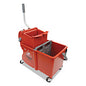 Unger Side-Press Restroom Mop Dual Bucket Combo, 4 gal, Plastic, Red (COMSR)
