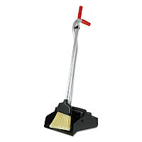 Unger Ergo Dustpan With Broom, 12w x 33h, Metal with Vinyl Coated Handle, Red/Silver (EDPBR)