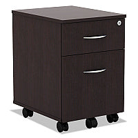 Alera Valencia Series Mobile Pedestal, Left or Right, 2-Drawers: Box/File, Legal/Letter, Espresso, 15.88" x 19.13" x 22.88" (ALEVABFES)
