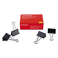 Universal Binder Clips, Large, Black/Silver, 12/Box (UNV10220)