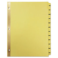 Universal Deluxe Preprinted Plastic Coated Tab Dividers with Black Printing, 12-Tab, Jan. to Dec., 11 x 8.5, Buff, 1 Set (UNV20814)