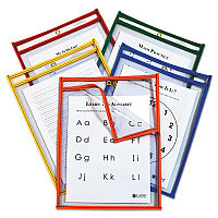 C-Line Reusable Dry Erase Pockets, Easy Load, 9 x 12, Assorted Primary Colors, 25/Pack (42620)