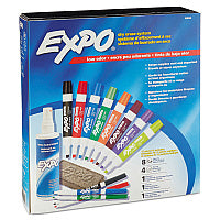 EXPO Low-Odor Dry Erase Marker, Eraser and Cleaner Kit, Medium Assorted Tips, Assorted Colors, 12/Set (80054)