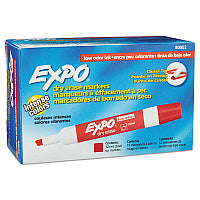 EXPO Low-Odor Dry-Erase Marker, Broad Chisel Tip, Red, Dozen (80002)