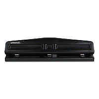 Universal 12-Sheet Deluxe Two- and Three-Hole Adjustable Punch, 9/32" Holes, Black (UNV74323)