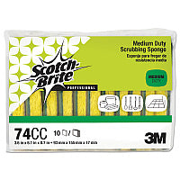 Scotch-Brite Medium-Duty Scrubbing Sponge, 3.6 x 6.1, 0.7" Thick, Yellow/Green, 10/Pack (74CC)