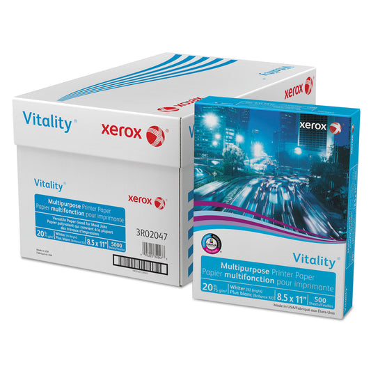 Xerox Vitality Multipurpose Print Paper, 92 Bright, 20 lb Bond Weight, 8.5 x 11, White, 500 Sheets/Ream, 10 Reams/Carton (3R02047)