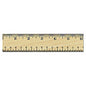 Flat Wood Ruler w/Double Metal Edge, Standard, 12" Long, Clear Lacquer Finish