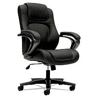 HON HVL402 Series Executive High-Back Chair, Supports Up to 250 lb, 17" to 21" Seat Height, Black Seat/Back, Iron Gray Base (VL402EN11)