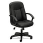 HON HVL601 Series Executive High-Back Leather Chair, Supports Up to 250 lb, 17.44" to 20.94" Seat Height, Black (VL601SB11)