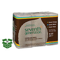 Seventh Generation Natural Unbleached 100% Recycled Paper Kitchen Towel Rolls, 2-Ply, 11 x 9, 120/Roll, 24 Rolls/Carton (13737)