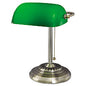 Alera Traditional Banker's Lamp, Green Glass Shade, 10.5w x 11d x 13h, Antique Brass (ALELMP557AB)