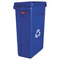 Rubbermaid Commercial Slim Jim Plastic Recycling Container with Venting Channels, 23 gal, Plastic, Blue (354007BE)