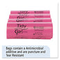 Tidy Girl Feminine Hygiene Sanitary Disposal Bags, 4" x 4" x 10", Pink/Black, 150 Bags/Roll, 4 Rolls/Carton (TGUF)