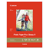 Canon Photo Paper Plus Glossy II, 10.6 mil, 8.5 x 11, Glossy White, 20/Pack (1432C003)