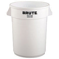 Rubbermaid Commercial Vented Round Brute Container, 32 gal, Plastic, White (2632WHI)