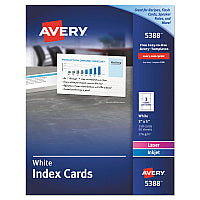 Avery Printable Index Cards with Sure Feed, Unruled, Inkjet/Laser, 3 x 5, White, 150 Cards, 3 Cards/Sheet, 50 Sheets/Box (5388)