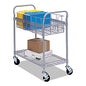 Safco Dual-Purpose Wire Mail and Filing Cart, Metal, 1 Shelf, 1 Bin, 26.75" x 18.75" x 38.5", Metallic Gray (5235GR)