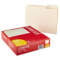 Universal Top Tab File Folders, 1/3-Cut Tabs: Assorted, Letter Size, 0.75" Expansion, Manila, 100/Box (UNV12113)