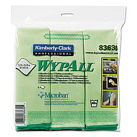 WypAll Microfiber Cloths, Reusable, 15.75 x 15.75, Green, 6/Pack For Nonporous Surface - 15.75" Length x 15.75" Width - Recommended For: Odor Remover, Stain Remover, Bacteria Remover - Anti-bacterial, Durable, Absorbent, Environmentally Friendly, (83630)
