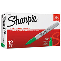 Sharpie Fine Bullet Tip Permanent Marker, Green, Dozen (30004)