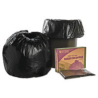 AbilityOne 8105013862290, SKILCRAFT Recycled Content Trash Can Liners, 30 gal, 1.3 mil, 30" x 39", Black/Brown, 100/Carton