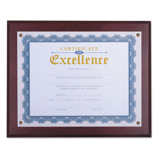 Universal Award Plaque, 13.3 x 11, Mahogany with Mahogany Border (UNV76825)