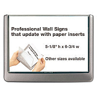 Durable Click Sign Holder For Interior Walls, 6.75 x 0.63 x 5.13, Gray (497737)