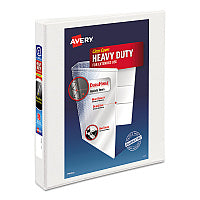 Avery Heavy-Duty View Binder with DuraHinge and One Touch EZD Rings, 3 Rings, 1" Capacity, 11 x 8.5, White (79199)