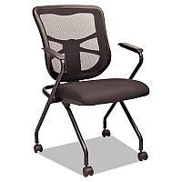 Alera Elusion Mesh Nesting Chairs with Padded Arms, Supports Up to 275 lb, 18.11" Seat Height, Black, 2/Carton (ALEEL4914)