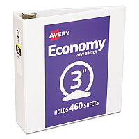 Avery Economy View Binder with Round Rings , 3 Rings, 3" Capacity, 11 x 8.5, White, (5741) (05741)