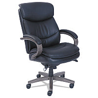 La-Z-Boy Woodbury High-Back Executive Chair, Supports Up to 300 lb, 20.25" to 23.25" Seat Height, Black Seat/Back, Weathered Gray Base (48962A)