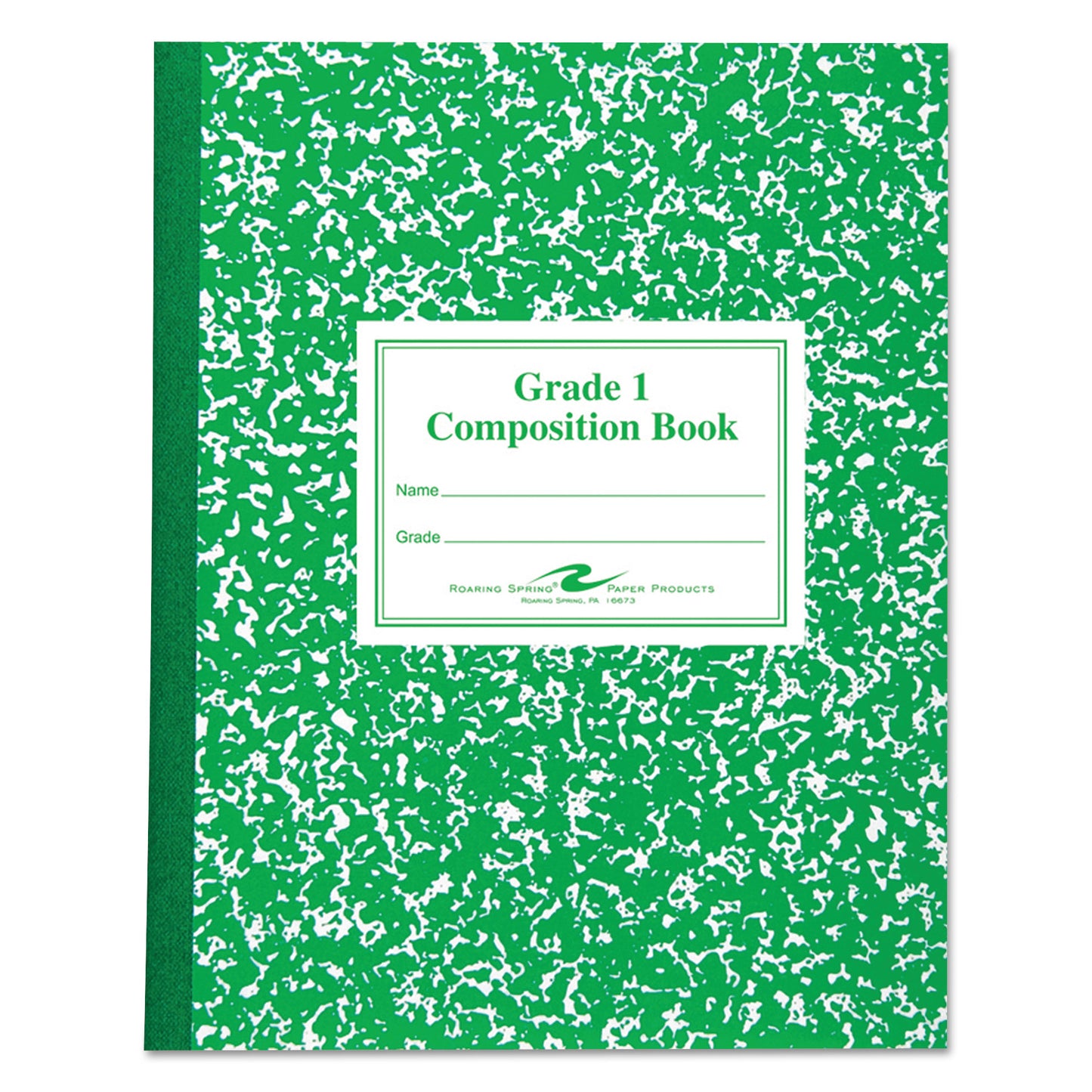 Roaring Spring Grade School Ruled Composition Book, Grade 1 Manuscript Format, Green Marble Cover, (50) 9.75 x 7.75 Sheets (77920)