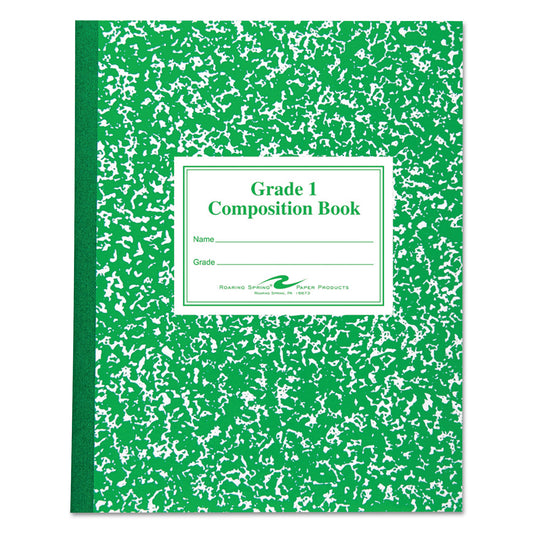 Roaring Spring Grade School Ruled Composition Book, Grade 1 Manuscript Format, Green Marble Cover, (50) 9.75 x 7.75 Sheets (77920)