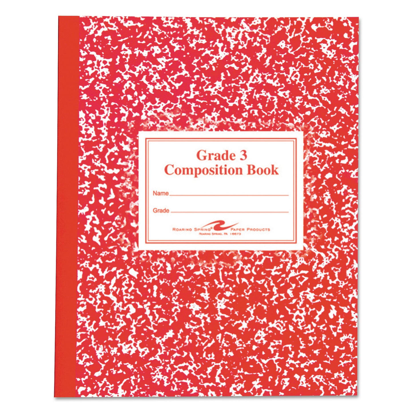 Roaring Spring Grade School Ruled Composition Book, Grade 3 Manuscript Format, Red Marble Cover, (50) 9.75 x 7.75 Sheets (77922)