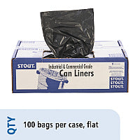 Stout by Envision Total Recycled Content Plastic Trash Bags, 60 gal, 1.5 mil, 36" x 58", Black/Brown, 100/Carton (T3658B15)