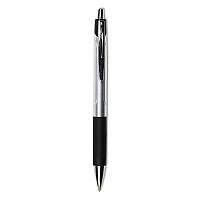Universal Comfort Grip Ballpoint Pen, Retractable, Medium 1 mm, Black Ink, Silver/Black Barrel, Dozen (UNV15540)