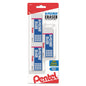 Pentel Hi-Polymer Eraser, For Pencil Marks, Rectangular Block, Medium, White, 3/Pack (ZEH10BP3K6)