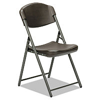 AbilityOne 7105016637984 SKILCRAFT Folding Chair, Supports Up to 350 lb, 17" Seat Height, Espresso Seat, Espresso Back, Gray Base, 4/Box